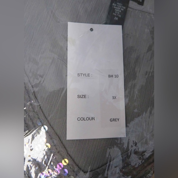 Ash & Sara Women’s embellished sheer Grey boho blouse top w/ties Sizes SM-3X NWT - Picture 10 of 10